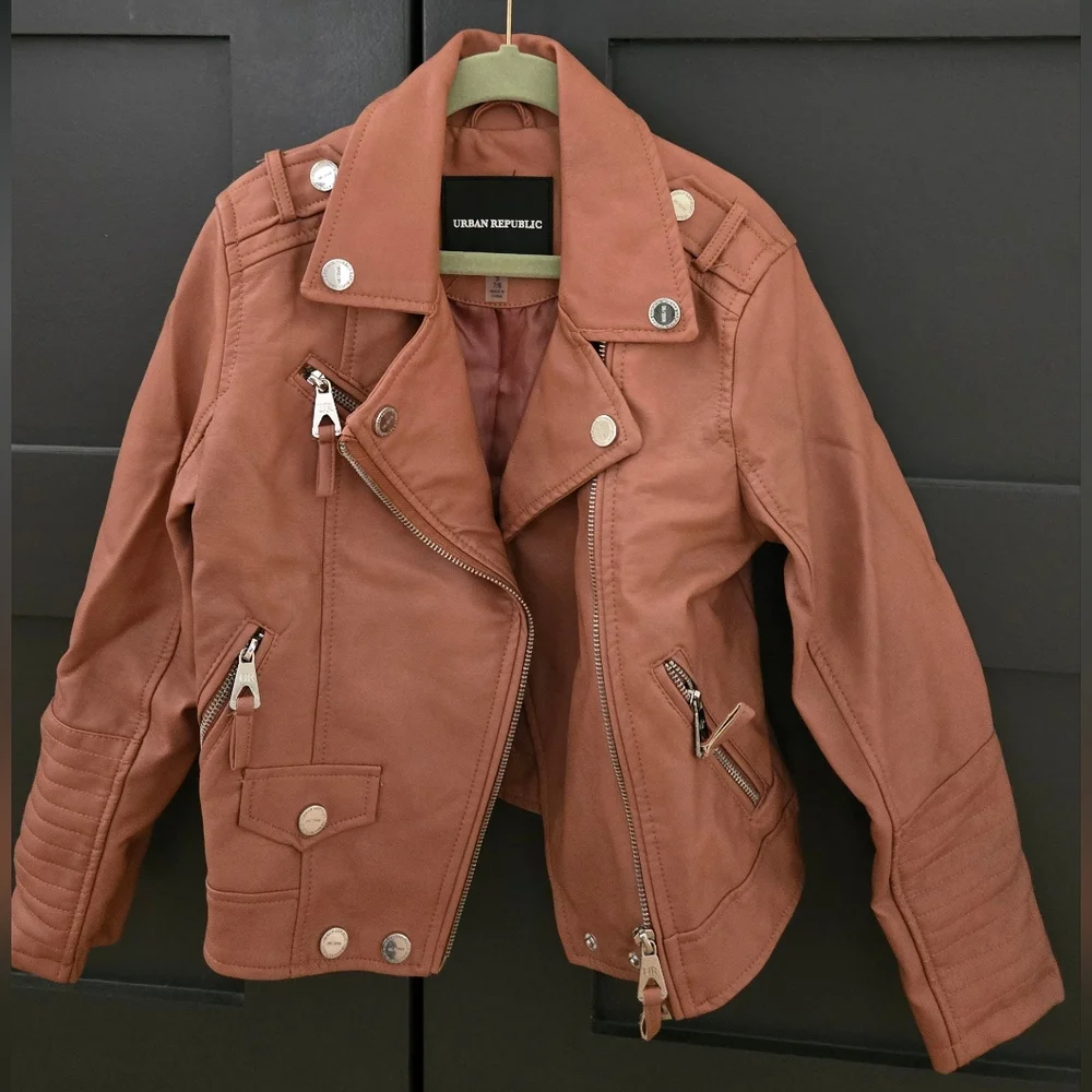 Urban Republic Kids' Peach/Tan Faux Leather Moto Jacket
